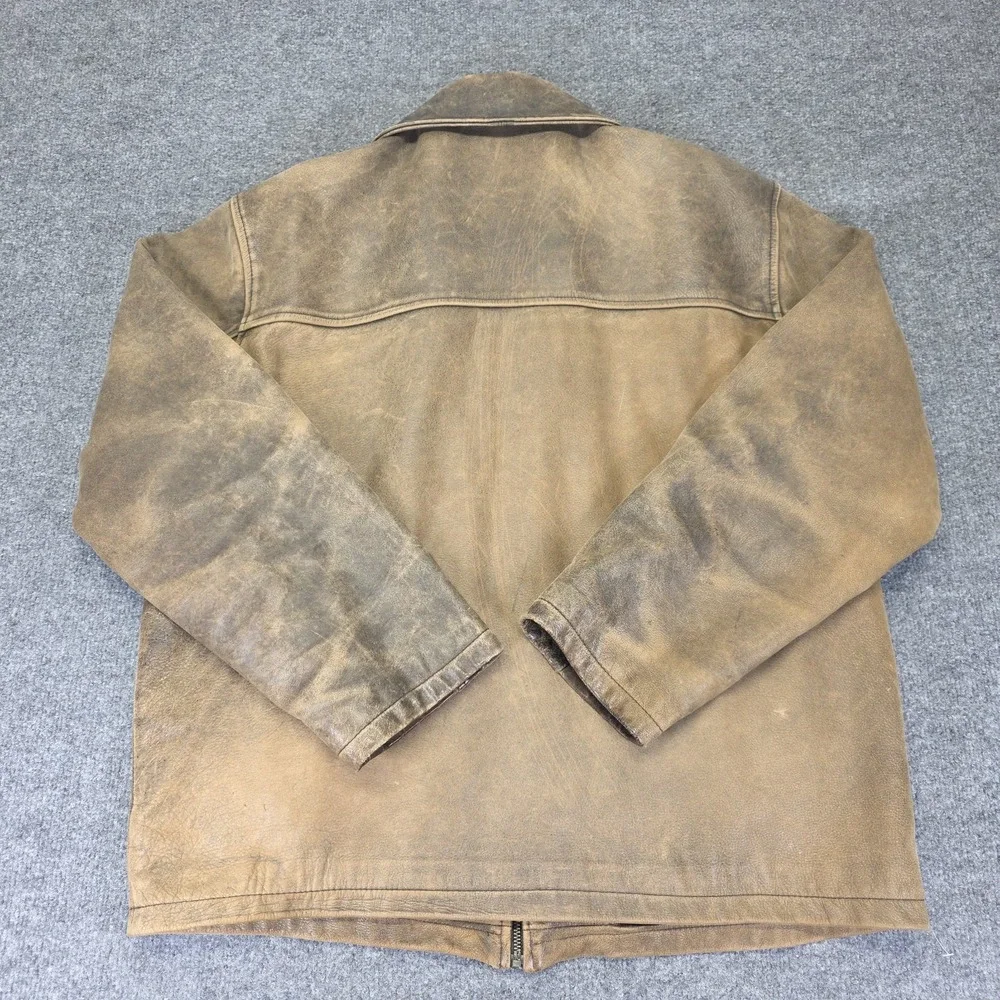 Lund Boats Team Lund Vintage Leather Bomber Jacket Men's Size XL